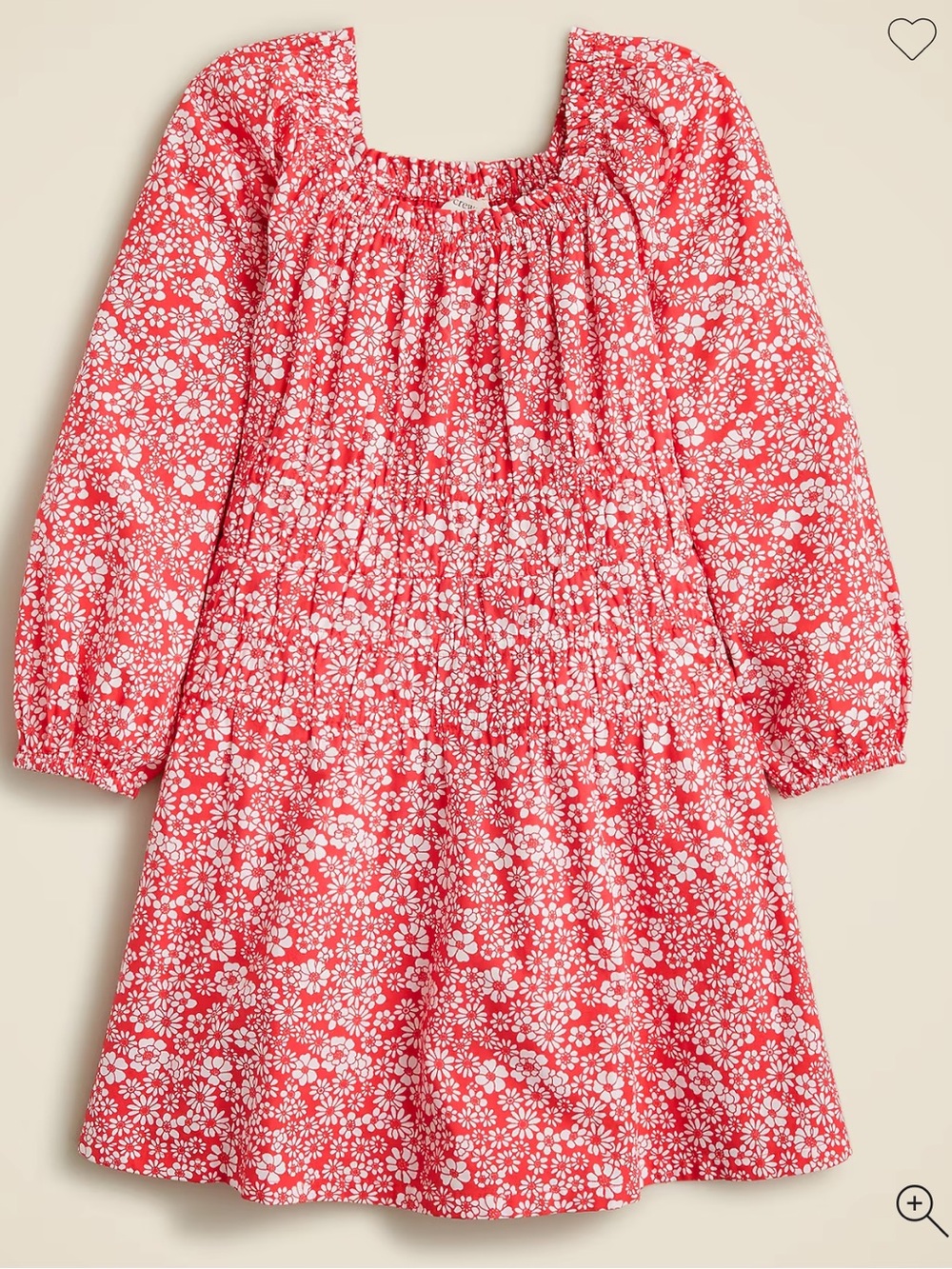 Crew cuts NWT Girls' Floral Smocked Long-Sleeve Dress - Red ditsy daisy sz 6